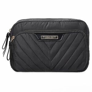Victoria's Secret Quilted Glam Bag: Travel Makeup Pouch in Black Lily - Sold Out
